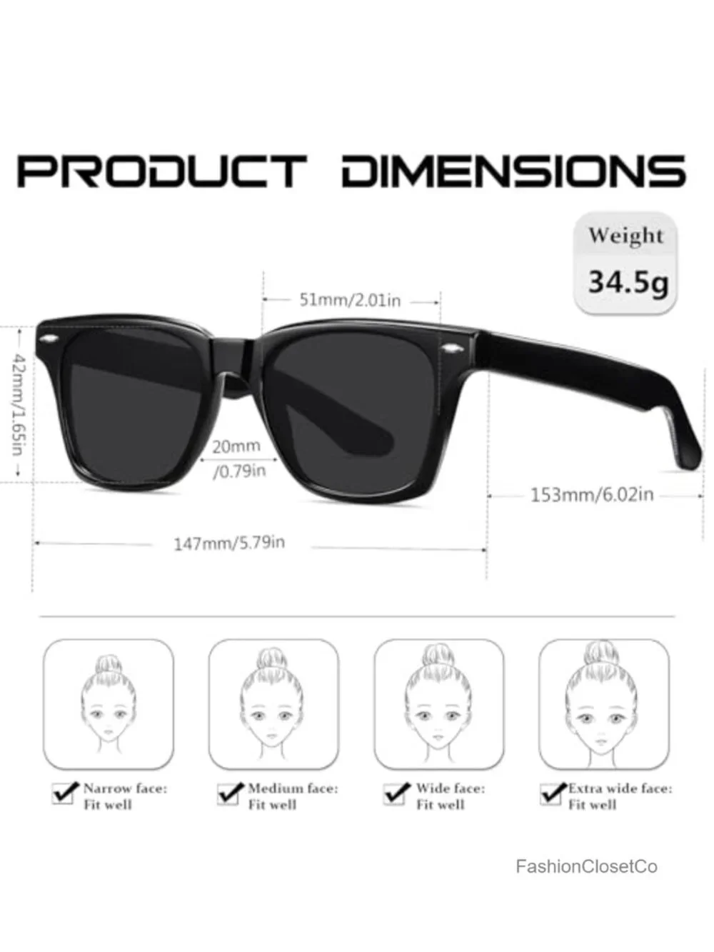 Square Polarized Sunglasses UV400 Acetate TR90 Frame Unisex Driving